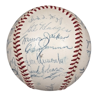 1956 National League Champion Brooklyn Dodgers Team Signed ONL Baseball With 29 Signatures Including Robinson, Campanella and Alston (PSA/DNA & Alston Family LOA)